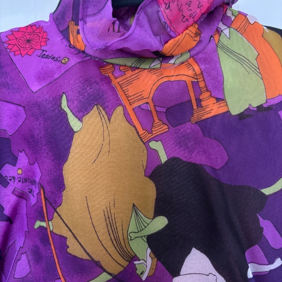 Hippy Style Long Dress with French Writing Size Medium by Nu-Mode - Picture 9 of 10